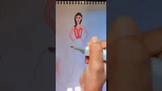 Vivid Red cooler dress #arts #fashion #drawing #youtubeshorts #viral #shorts