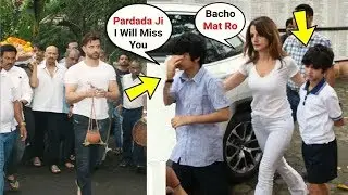 Hrithik Roshan Sons Hredaan & Hridaan EMOTIONAL at Grandfather J Om Prakash Funeral