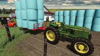 Ramassage de bottes d'ensilage, Nouveau tracteur John Deere, Labour | FS 22 Ferme à l'ancienne