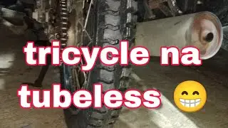 gulong ng tricycle na naka rim ginawa kong tubeless.