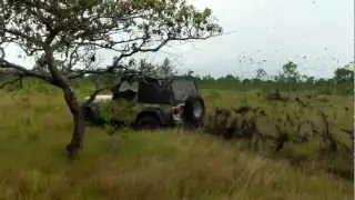 Pushing Jr's Jeep out of the mud