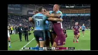 Will Chambers gets caught up in Blues miracle try celebration...