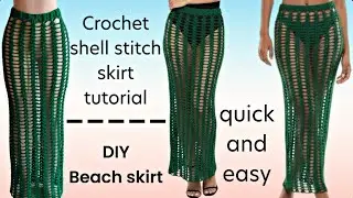 Shell stitch crochet maxi beach skirt