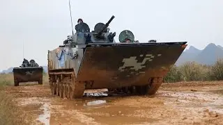 Chinese Marine Corps conducts live-fire drill to test combat capability of armored detachment