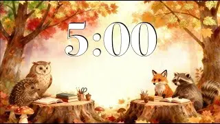 5 Minute Fall Focus Timer 🍁 Cozy Woodland Classroom November Ambience & Peaceful Acoustic Music