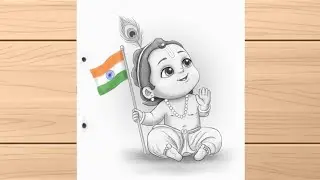 26 january easy drawing| bal krishna 26 January drawing| Republic day drawing| chitra 