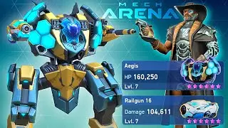 Aegis with Railgun and Longarm 8 - Mech Arena