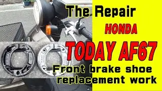 honda today AF67 Front brake replacement work　フロントブレーキライニングの交換作業