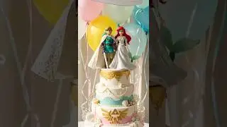 Cutting the Stunning Link &times; Ariel Wedding Cake 🎂✨ A Fairytale Crossover!