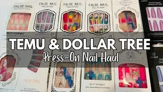 TEMU & DOLLAR TREE PRESS ON NAIL HAUL | SUMMER PRESS ON NAILS 💅🏽