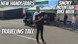 Установка новых рулей KST на мотоцикл Harley-Davidson на Smoky Mountain Bike Week.