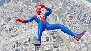SPIDER-MAN Ragdoll Fails funny moment/CRAZY Jump in GTA 5 (Euphoria Physics) #10