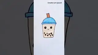 Cute boba drink drawing🧋for kids #kids #kidstv #kidsvideo #diy #shorts #youtubeshorts #ytshorts