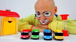 Clown Pretend play Car Games with Tayo toys for kids