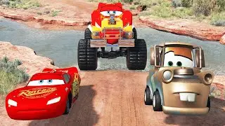Episode 4 - PIXAR CARS - Angry Ghost Monster VS Lightning McQueen and Tow Mater in BeamNG.drive