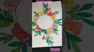 Diy Simple floral wreath🌼//simple floral wreath drawing. #youtube#floralwreath