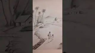 easy drawing ideas #landscape #village #nature #artwork #artist #trending #ytshorts #subscribe #like