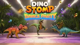 🦖🎶 1. Dino Stomp Dance Party | Dinosaur Dance Song for Kids