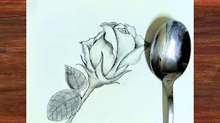 Rose Drawing Challenge with a Spoon! (Easy Tutorial)@sajila