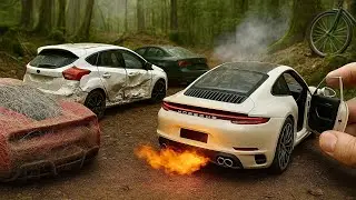 Распаковка литой модели автомобиля Porsche Panamera Turbo S Super Sports в масштабе 1:18