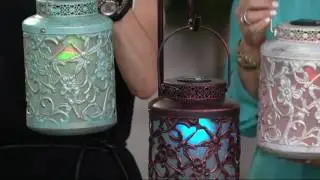 Compass Home Antique Floral Design Solar Lantern w/Color Changing Lights on QVC