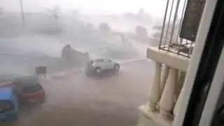 Cyclone Vardah - Dec 2016 - Maruti Swift blown away by the strong wind