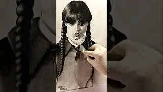 Charcoal Wednesday Addams🖤 The Art of being Grumpy #drawing #wednesday #shortsfeed