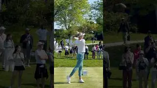 Nelly Korda's flawless iron tee shot at Liberty National Golf Club during 2025 Mizuho Americas Open