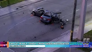Deadly crash after Car gets cut in half speeding down 25 mph road in Hallandale Beach