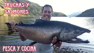 Truchas y Salmones en el Lago Puelo / Pesca y cocina / Camping El Desemboque / troling con mosca