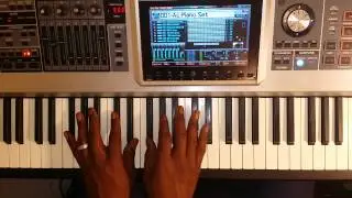 Practicing 1-5-6-4 chord progression in all keys on piano using intro to Freedom.