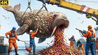 Rescue Team Saves Giant Walrus Completely Covered in Limpets, Whelks & Shell Debris 🦭🌊