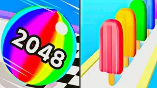 Ball Run 2048  World Record vs Ice Cream Run 3D Walking Through (iOS & android) Relaxing Video Games