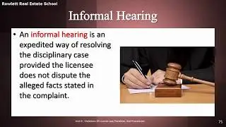 Rowlett Real Estate School - Informal Hearing - Florida Real Estate