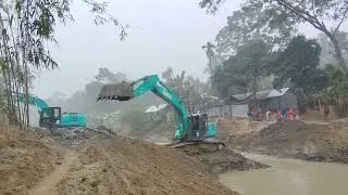 Smooth canal excavation by excavator. Power of excavator 💪 Canal digging work