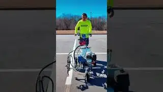 Transforming asphalt with precision line striping! #PavingPerfection #LineStriping