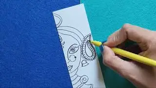 Happy Navratri Bookmark making / Durga Thakur drawing / Mahalaya drawing / Mata rani bookmark