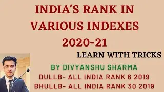India's Rank in Various Indexes 2020-2021 | DULLB | CLAT | BHULLB | MHCET