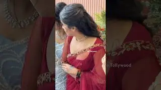 Deepthi Sunaina is so beautiful in a red saree.