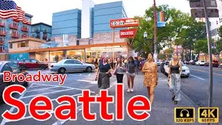 Explore Seattle's Vibrant Downtown (Broadway) 🇺🇸 With Immersive City Sounds 🎶🌆[4K/60fps/HDR/320kbps]