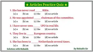 Articles A An The questions | Articles A An The in English Grammar | Articles Practice Set Exercises
