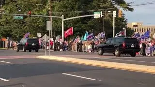 President Trump drives by his supporters outside Walter Reed to thank them!