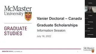 Vanier Graduate Scholarship Information Session, 2022