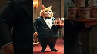 Cat In Waiter Dress 😂 #shortsfeed #cat #funny #catdance #ytshorts  #dudidudidam
