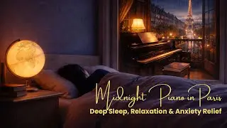 Midnight Piano Room in Paris- Piano & Rain Sleep Music to Fall Asleep Fast