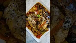 Jamaican Steam Fish Head (Salmon) with Okra and Pumpkin 🇯🇲 #ishasauce #shorts #steamfishhead