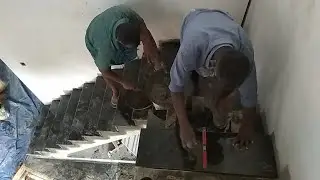 Galaxy black granite steps with white center border design