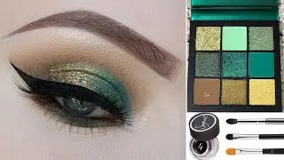 Natural Golden & green makeup tutorial for beginners stepbystep |easy bridal eye makeup |shine&glow 