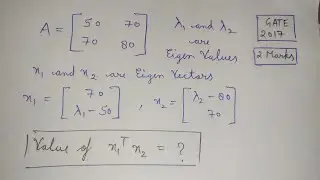 Eigen Value & Eigen Vector Question GATE 2017(2 marks)