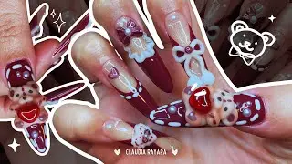 Unhas da Semana · EP #02 – Marsala Teddy Bear 🧸🎀 | UNHA POSTIÇA